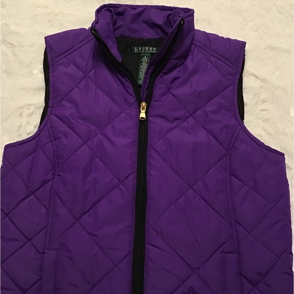 Lauren Ralph Lauren Purple Quilted Vest, Size Sm - Picture 2 of 10